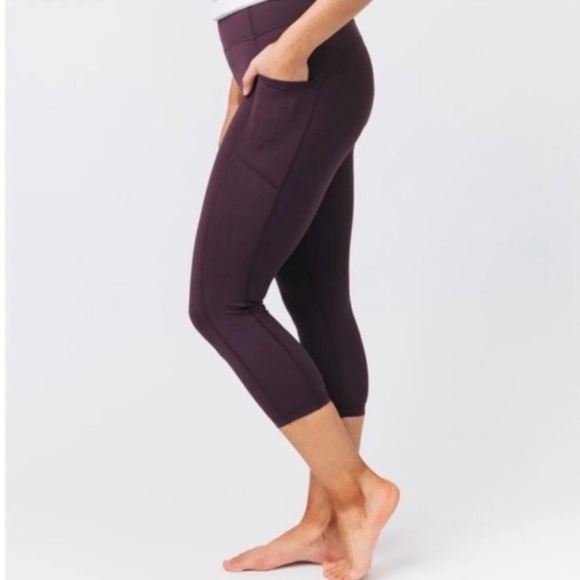 Zaiga active wine red maroon leggings with side pockets small 6-8 - Picture 1 of 5